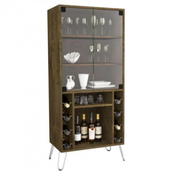 Cristaleira com Porta Garrafas 2 Portas Scala Móveis Bechara Madeira Rústica