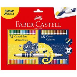 Canetinha Hidrográfica Bicolor Faber-Castell 24 Canetas/48 Cores