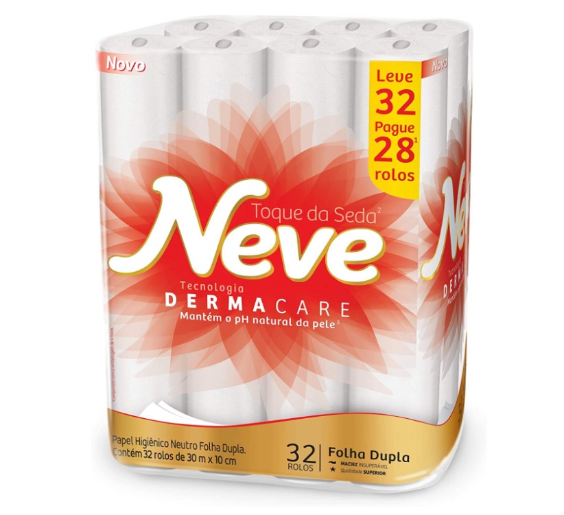 Neve Papel Higiênico Toque de Seda, 32 Rolos