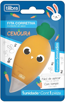 Corretivo em Fita Cenoura, Tilibra, 315362, Laranja, 5mmx6m