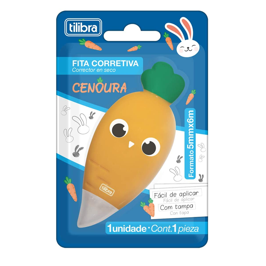 Corretivo em Fita Cenoura, Tilibra, 315362, Laranja, 5mmx6m