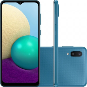 Smartphone Samsung Galaxy A02 32GB 4G Wi -Fi Tela 6.5'' Dual Chip 2GB RAM Câmera Dupla + Selfie 5MP - Azul