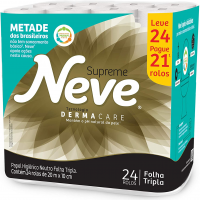Papel Higiênico Neve Supreme Folha Tripla 20 metros 24 Rolos