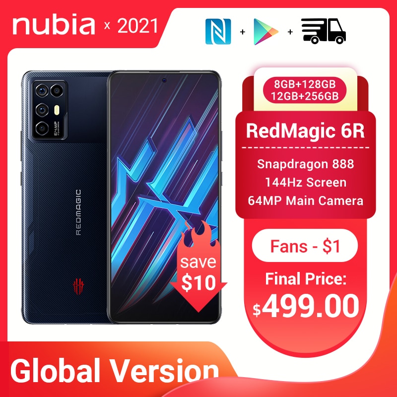Nova versão global original nubia redmagic 6r 5g telefone celular 6.67 amamamoled snapdragon 888 octa núcleo jogos smartphone 64mp câmera