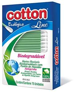 [Prime] Hastes Flexíveis Biodegradável C/75 Unid, Cotton Line   mín 2 unid