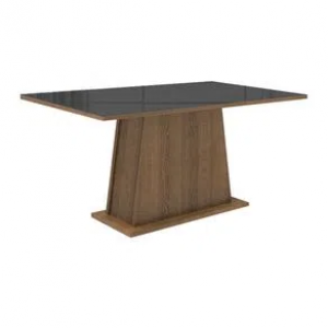 Mesa Madesa Retangular Tampo de Vidro Preto 5364 Rustic