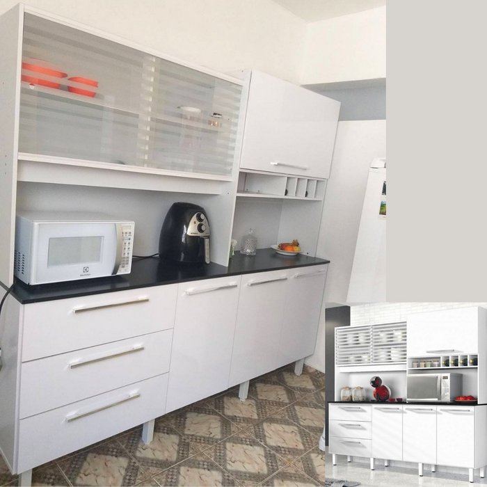 Armário de Cozinha 6 Portas 3 Gavetas Mega Zanzini