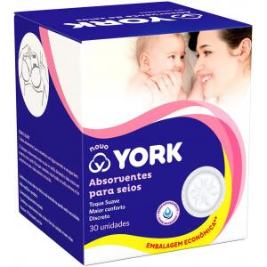 2 Pacotes Absorvente de Seio York 30 unidades (Total 60 Unidades)
