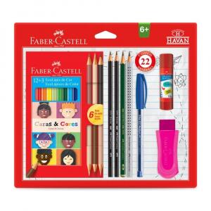 Kit Escolar Prático 18 Cores 22 Peças Faber Castell - KIT/HAVAN22