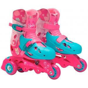 Patins 3 Rodas Ajustável 29 à 32 - Com acessórios de segurança - Barbie