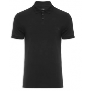 Polo Masculina Eslastan Vøn Der Völke Preto