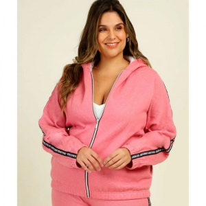 Casaco Plus Size Feminino Moletom Faixa
