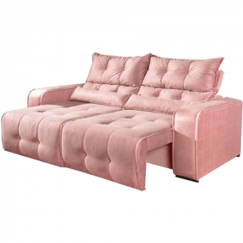 Sofá 2 Lugares Retrátil e Reclinável Minas Tecido Suede 180cm Cor Rosê