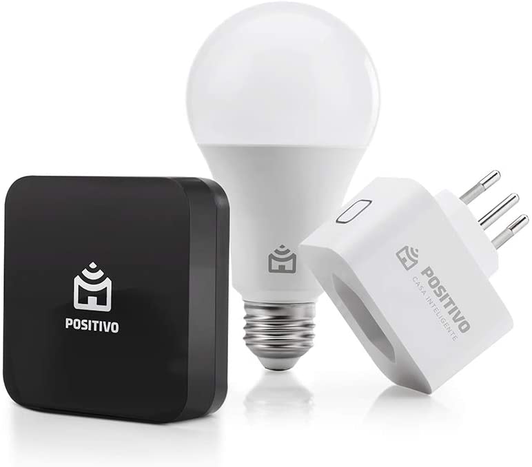 Kit Casa Conectada, Positivo Casa Inteligente (1 Smart Controle Universal + 1 Smart Lâmpada Wi-Fi + 1 Smart Plug Wi-Fi), Compatível com Alexa