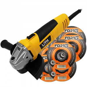 Kit Esmerilhadeira Angular LITH LT3035 5 Pol 600W 110V + 10 Discos de Corte FORTGPRO FG035 4.1/2 Pol - LITH-K1E10D - R