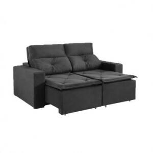 Sofá 3 Lugares Retrátil e Reclinável Porto Rico Suede Cinza