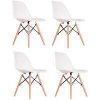 Conjunto com 4 Cadeiras Charles Eames Branco