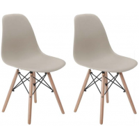 Conjunto com 2 Cadeiras Eames Eiffel Premium Base Madeira Fendi Bege