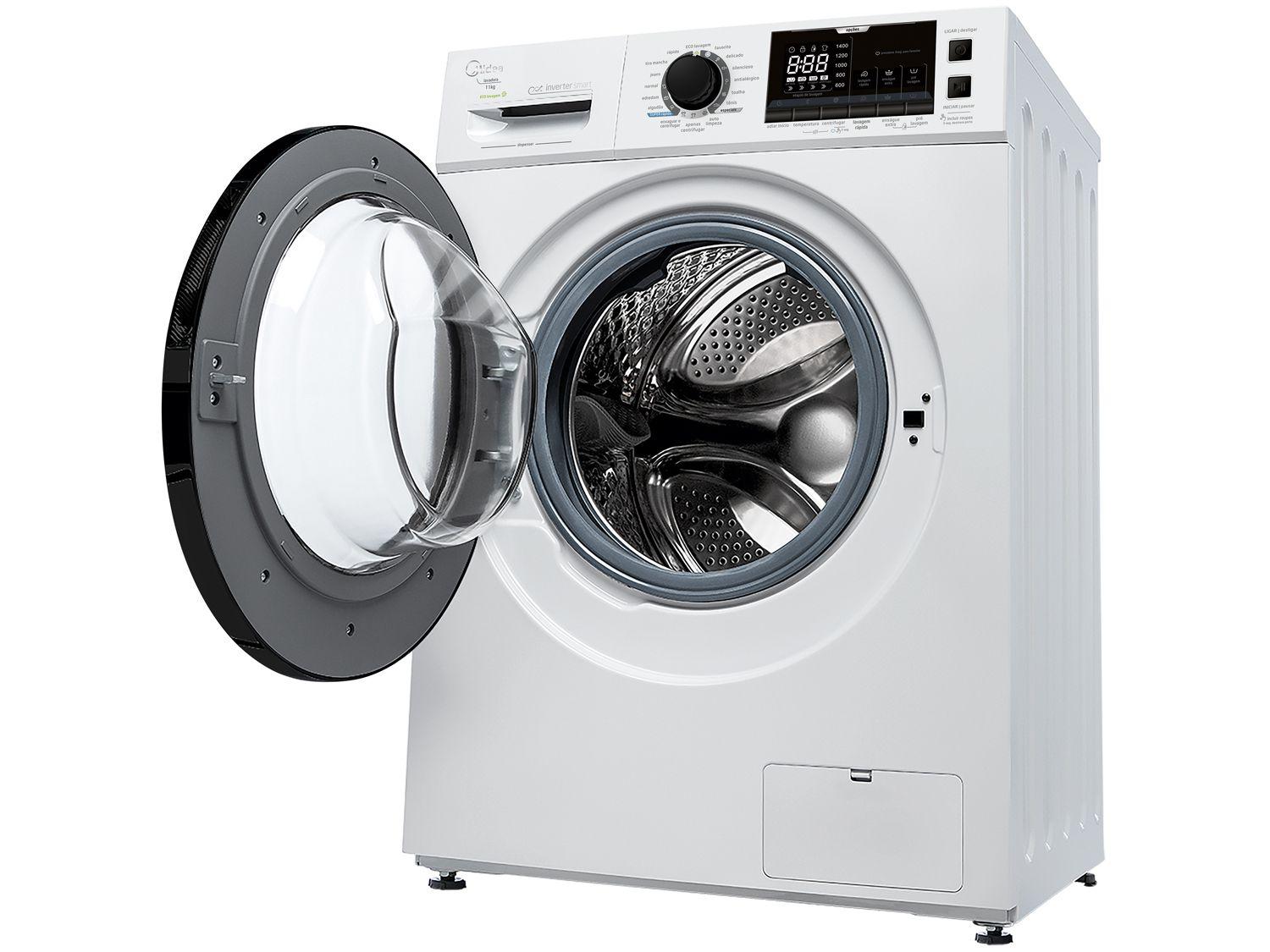 Lavadora de Roupas Midea Storm Wash LFA11B1 – Inverter 11kg Cesto Inox 16 Programas de Lavagem