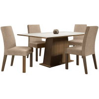 Conjunto Sala de Jantar Madesa Flavia Mesa Tampo de Madeira com 4 Cadeiras Rustic/Branco/Imperial
