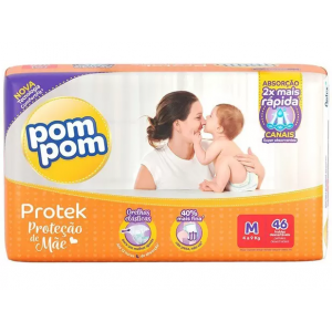 Fralda Pom Pom Protek Proteção de Mãe Mega - M 46 Unidades