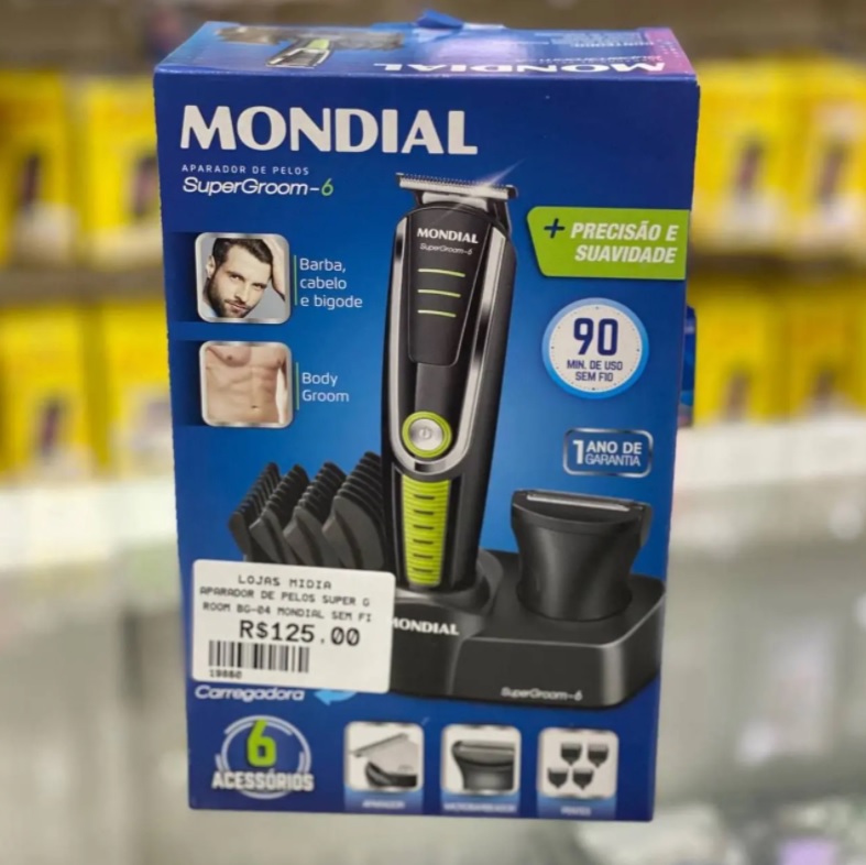 Aparador de Pelos Mondial, Super Groom – 06, Preto/Verde, Bivolt – BG-04