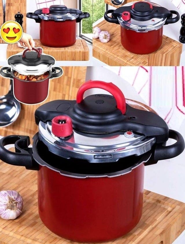 Panela de Pressão Rochedo Clipso Revestida Vermelha – com fechamento externo 4,5 litros