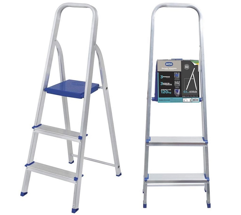 Escada Alumínio 3 Degraus Mor