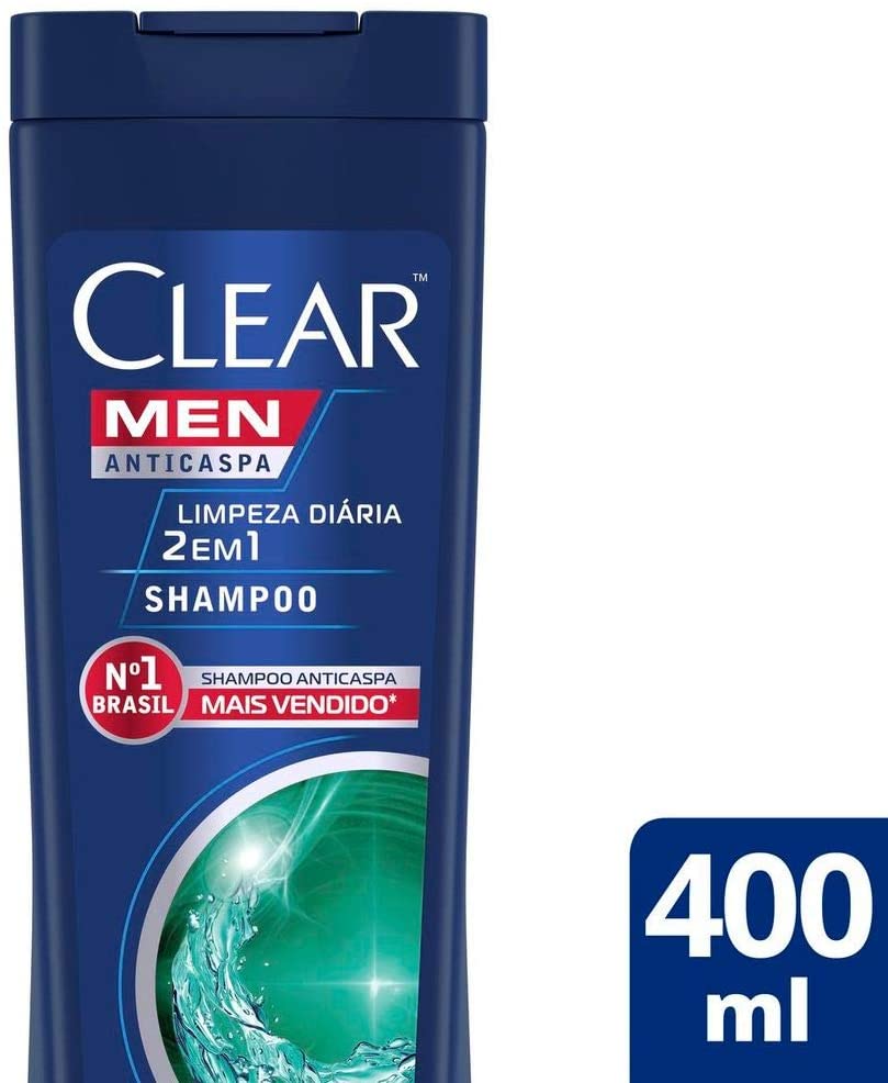 Shampoo Anticaspa Clear Men Limpeza Diária 2 em 1 400 Ml, Clear, 400 ML