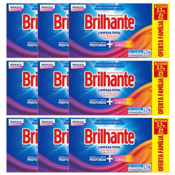 Lava-Roupas em Pó Brilhante Limpeza Total 2,2kg – 9 Unidades