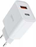 Carregador Universal Ultra Rápido Duo, 1 X USB-C Power Delivery 20W, 1 X USB Quick Charge 18W, Branco, CH20PDQC, Geonav