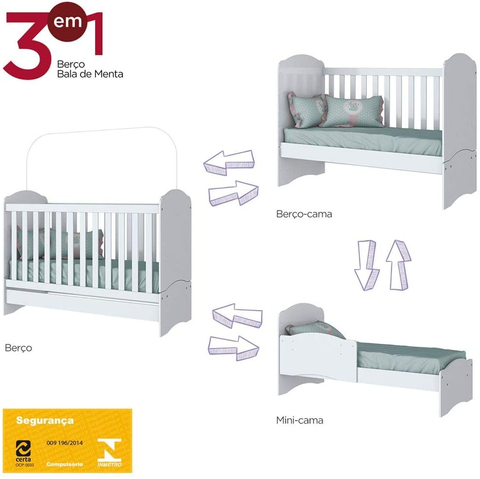 Berço Mini Cama Bala de Menta Henn Branco