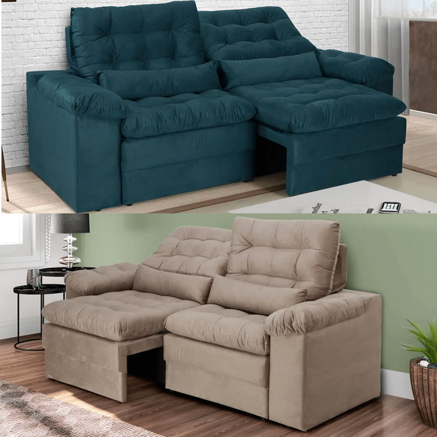 Sofá Retrátil Reclinável 4 Lugares Velosuede – Cristal Next Sofás