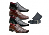 Kit 4 pares sapato social mais carteira e cinto 03 – Slin