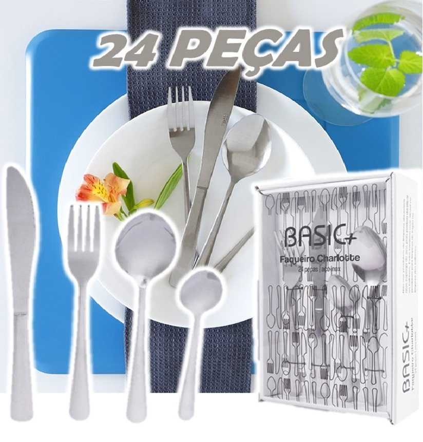 Faqueiro aço inox Charlotte 24 peças – Basic+