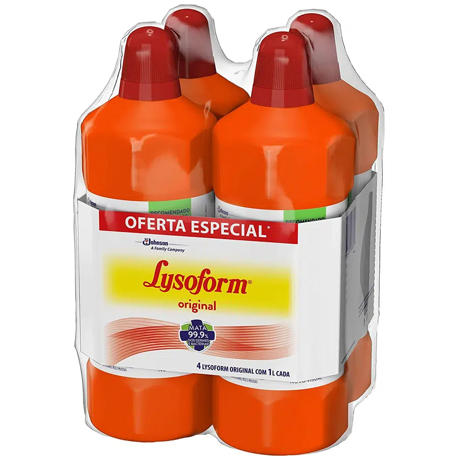 Kit com 4 Desinfetantes Lysoform Bruto Original 1L