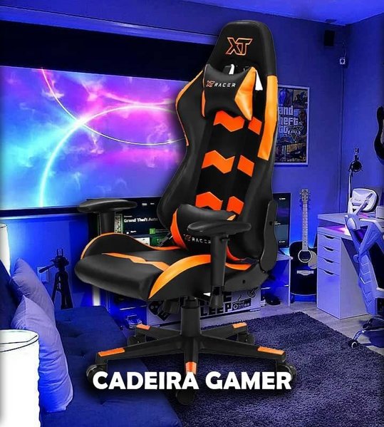 Cadeira Gamer XT Racer Reclinável Preta e Laranja – Speed Series XTS120