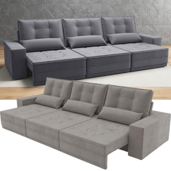 Sofá Retrátil Reclinável 6 Lugares – Velosuede Golden Next Sofás