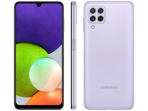 Smartphone Samsung Galaxy A22 128GB Violeta 4G – 4GB RAM Tela 6,4” Câm. Quádrupla + Selfie 13MP