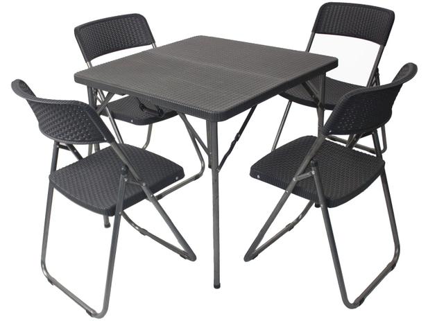 Conjunto de Mesa para Área Externa Tubo de Aço – Dobrável com 4 Cadeiras Nell CJM-PT1