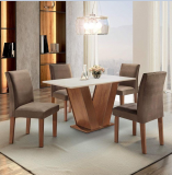Conjunto Sala de Jantar Mesa Tampo MDF 4 Cadeiras