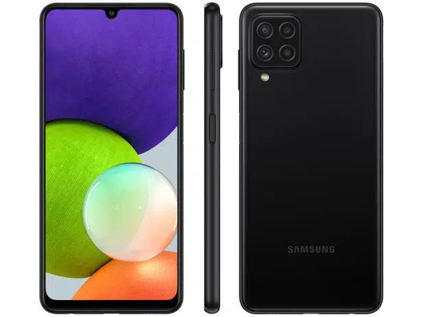 Smartphone Samsung Galaxy A22 128GB Preto 4G – 4GB RAM Tela 6,4” Câm. Quádrupla + Selfie 13MP
