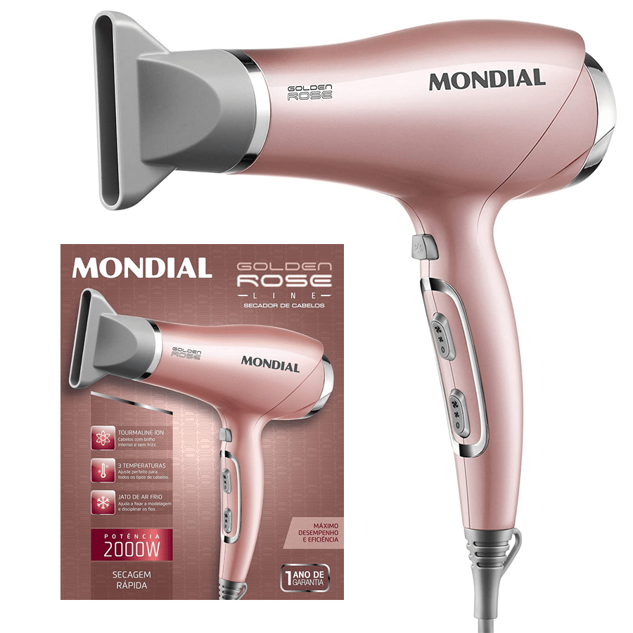 Secador de Cabelos Mondial, Golden Rose, 127V, 2000W – SC-32