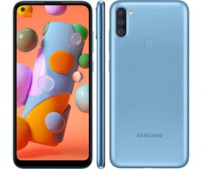 Smartphone Samsung Galaxy A11 64GB, Câmera Tripla,Tela Infinita de 6.4″, Leitor de Digital, Octa Core, 3GB RAM, Carregamento Rápido e Android 10