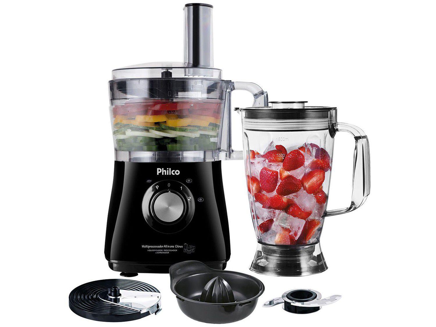Multiprocessador Philco Preto All in One 2 Citrus – 2 Velocidades + Pulsar 800W