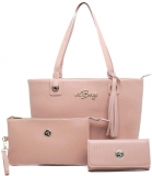 Kit Bolsa Feminina Tipo Sacola + Necessaire + Carteira Willibags (Nude)