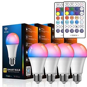 Kit com 4 lâmpada Inteligente Alexa e Google Home 9W