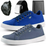 Kit 2 Pares de Sapatênis Dhl Masculino + Relógio + Cinto e Carteira – Dhl Calçados