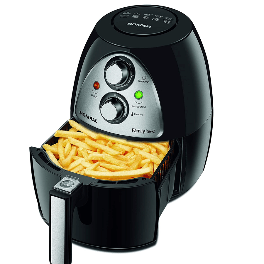 Fritadeira Sem Óleo Mondial, Family Inox-I – 4L, 220V, Preto, 1500W – NAF-03I-4L