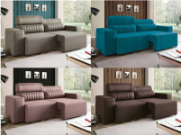 Sofá Retrátil Reclinável 4 Lugares – Revestimento Suede Elite Style Linoforte